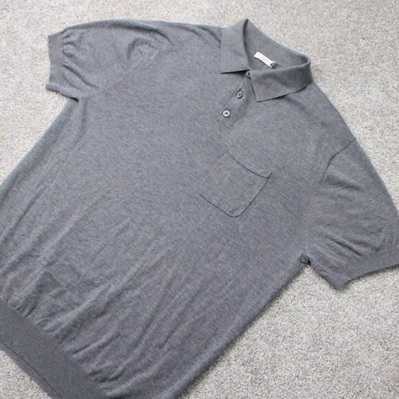 Suitsupply Polo Shirt Mens XL Gray Pure Cotton Short Sleeve w/ Chest Pocket - Picture 3 of 13